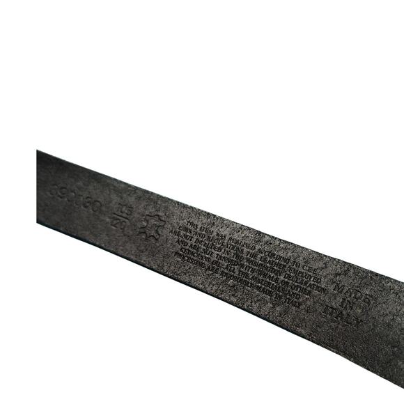 Italian Made Black Leather Belt Rectangular Silver Pull Through Buckle Size 32 - Picture 6 of 6